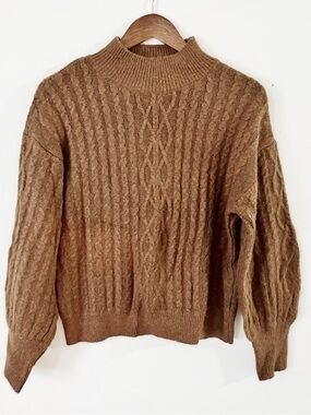 Vince Camuto Camel Knit Mock Neck Sweater medium